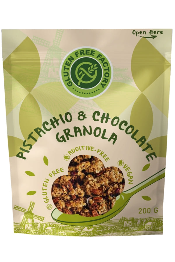 Gluten Free Factory Pistachio & Chocolate Buckwheat Granola 200G