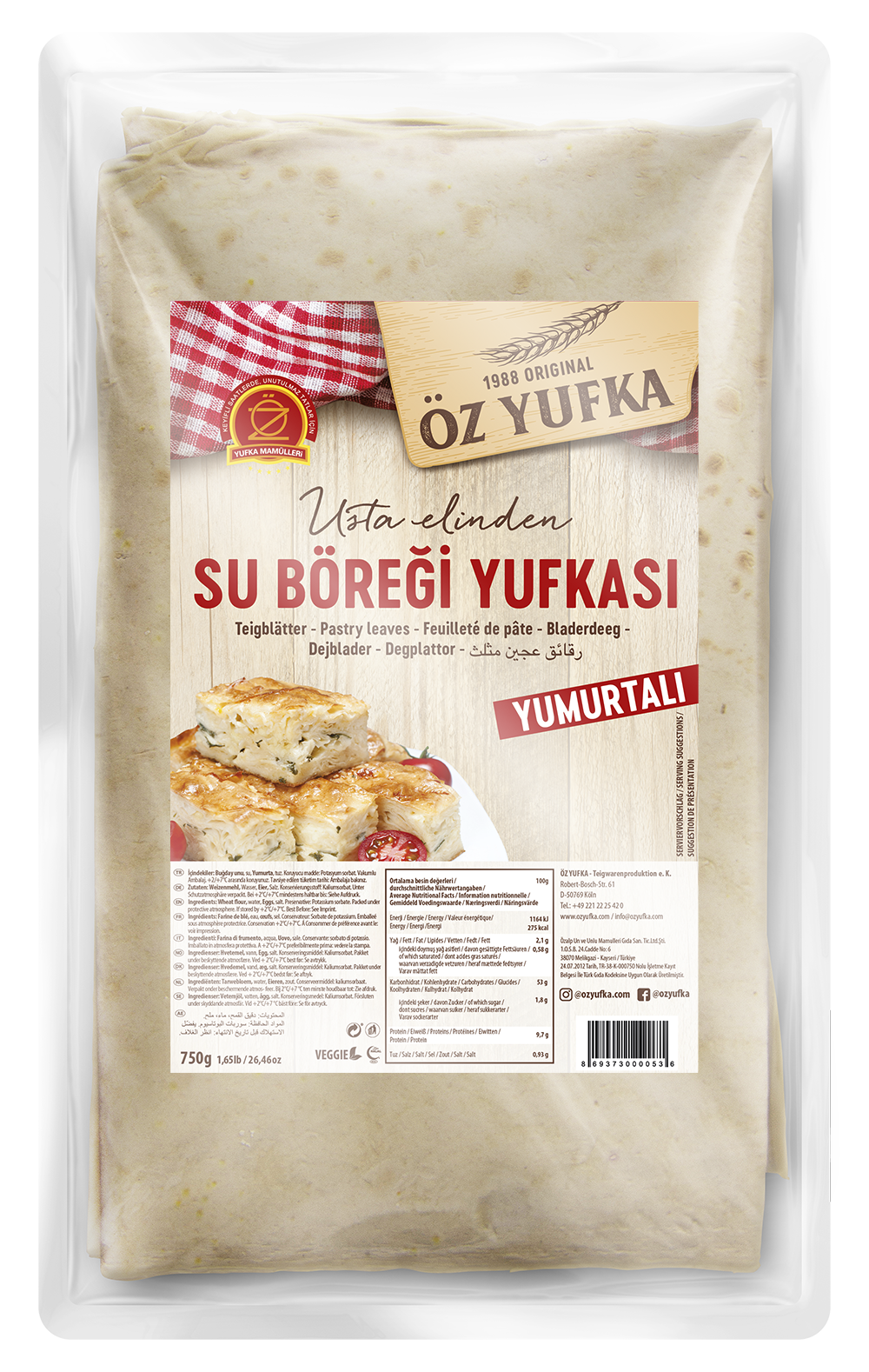 Özyufka Su Böreği Yufkası 750G
