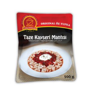 OZALP FRESH KAYSERI MANTI 500g Fresh Manti (Stuffed Dumplings / Ravioli / Tortellini)
Manti is a traditional dish throughout Turkey, where Manti is served either as a small starter course 